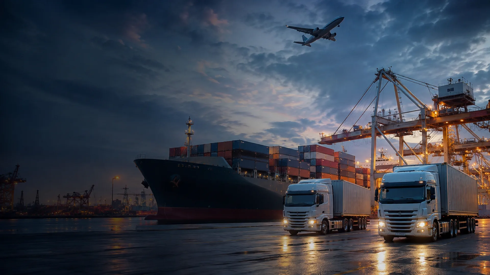 Ocean road and air freight moving together