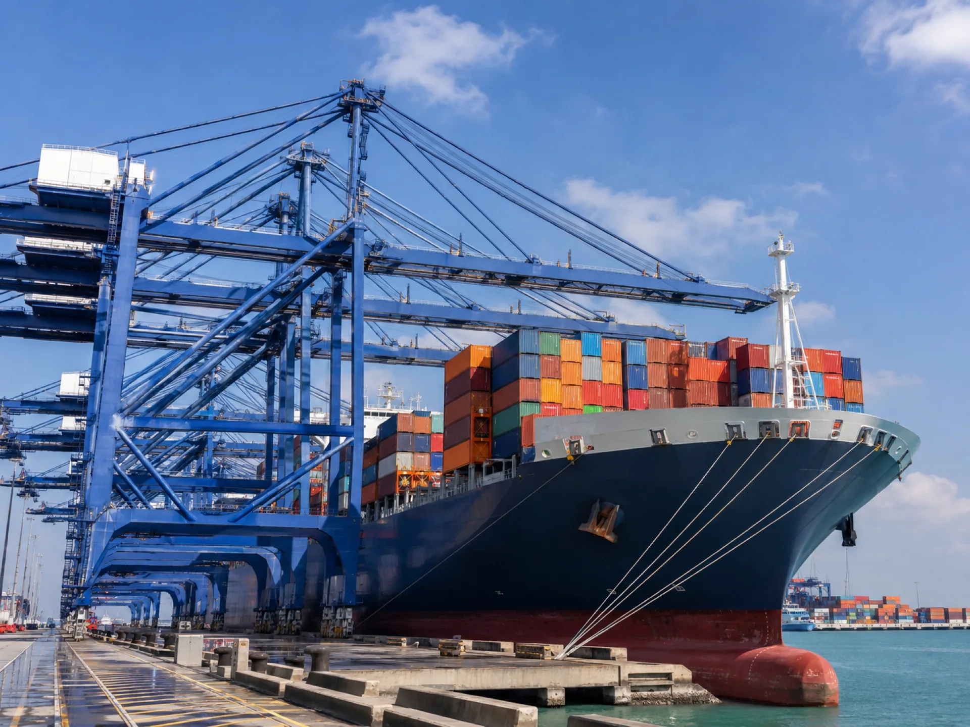 Container ship at an international port